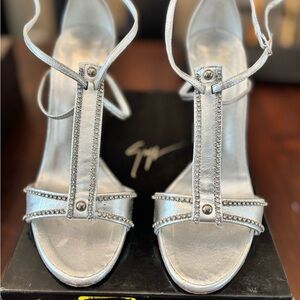 Giuseppe Zanotti Elegant Silver Strappy Heels